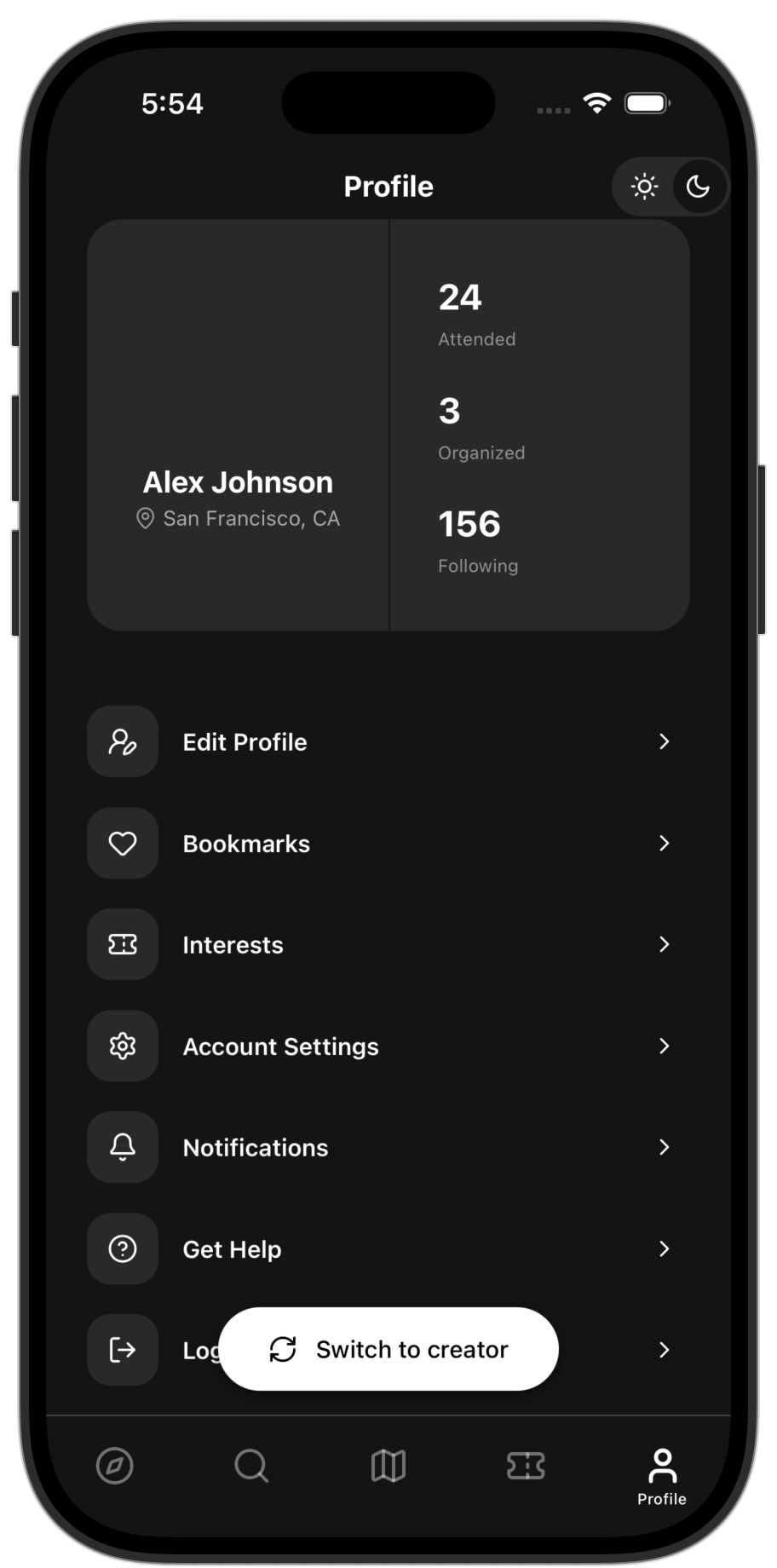Events app template — screen 5