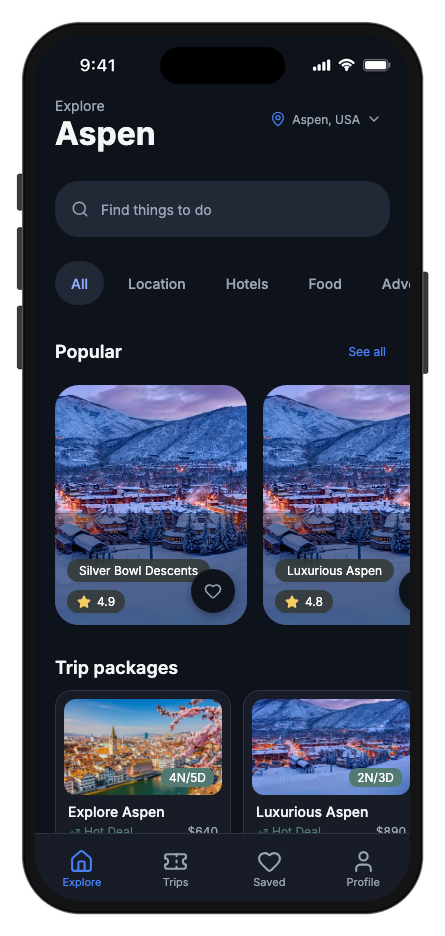 Aspen Travel mobile app template screenshot 4