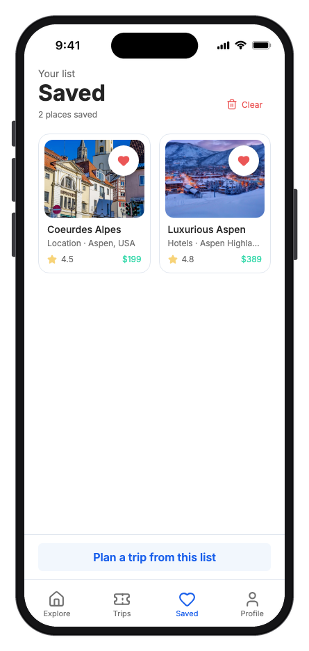Aspen Travel mobile app template screenshot 7