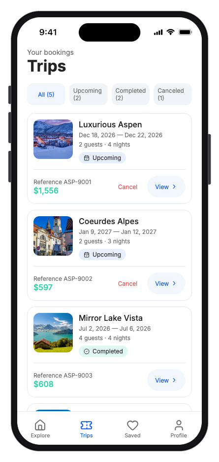 Aspen Travel mobile app template screenshot 8