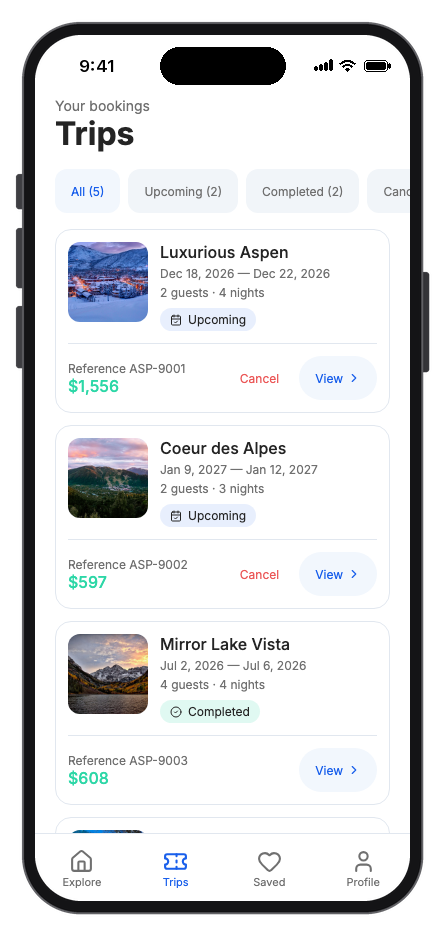 Aspen Travel mobile app template screenshot 8