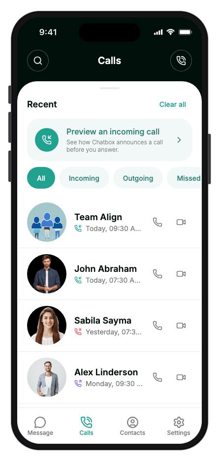 ChatBox mobile app template screenshot 2