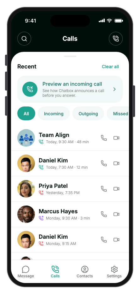 ChatBox mobile app template screenshot 2