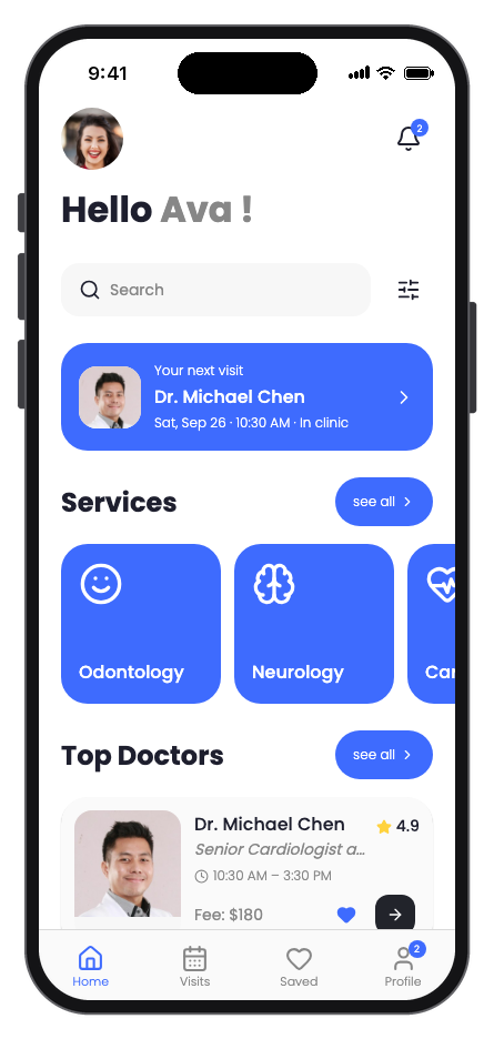 Clinicly mobile app template preview
