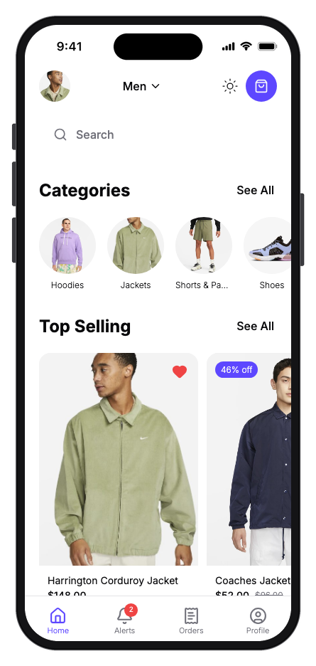 Clot mobile app template preview