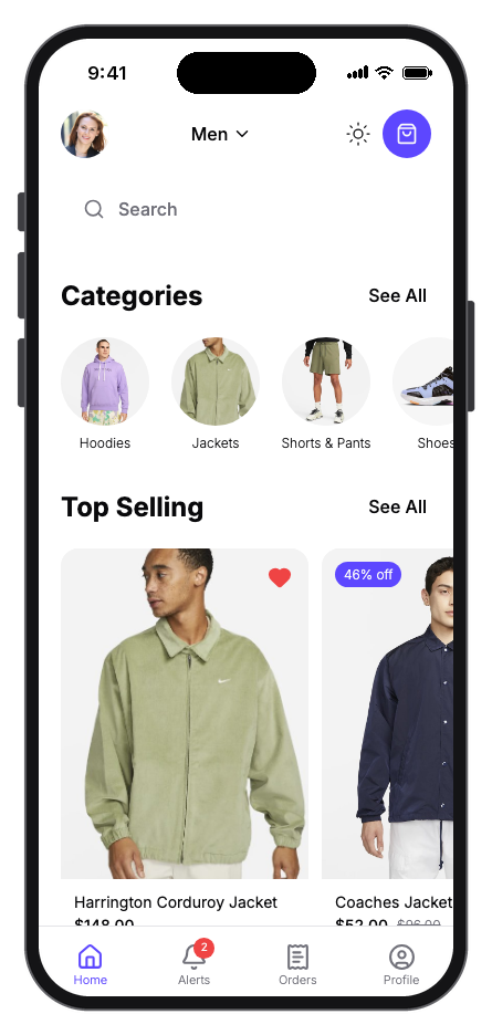 Clot mobile app template preview