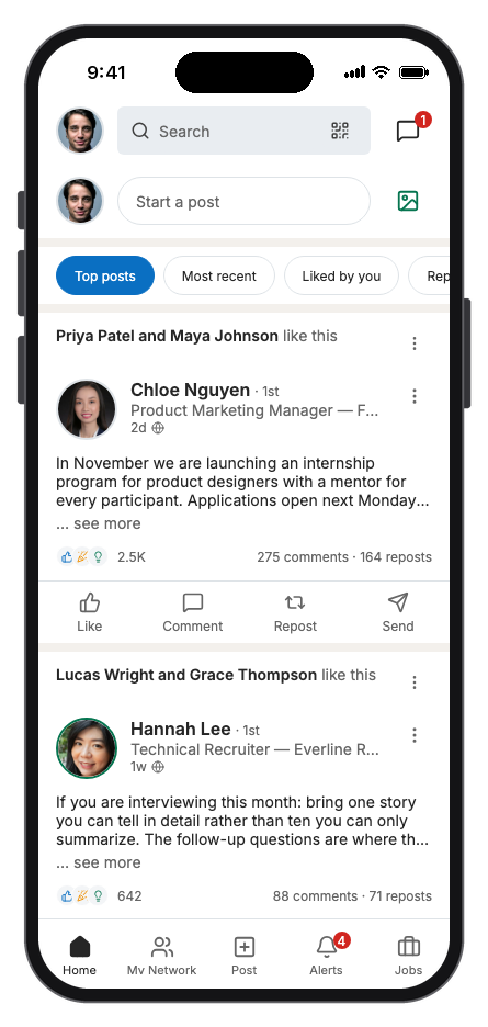 Connectly mobile app template preview