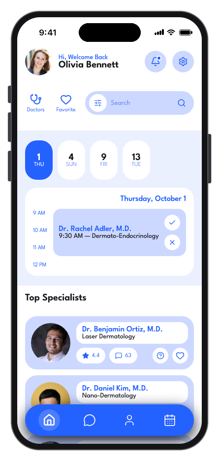 DermaCare mobile app template preview