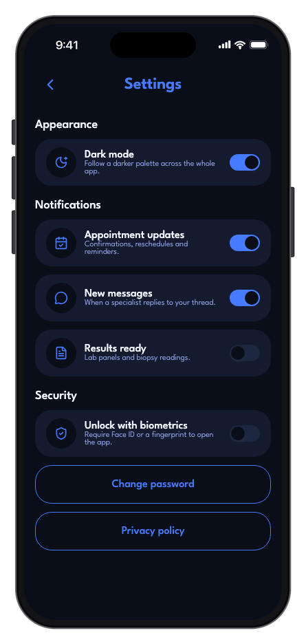 DermaCare mobile app template screenshot 10