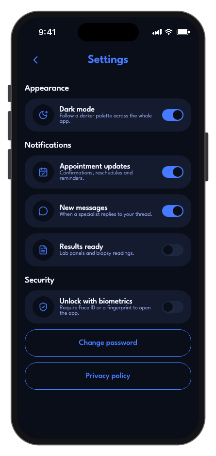 DermaCare mobile app template screenshot 10