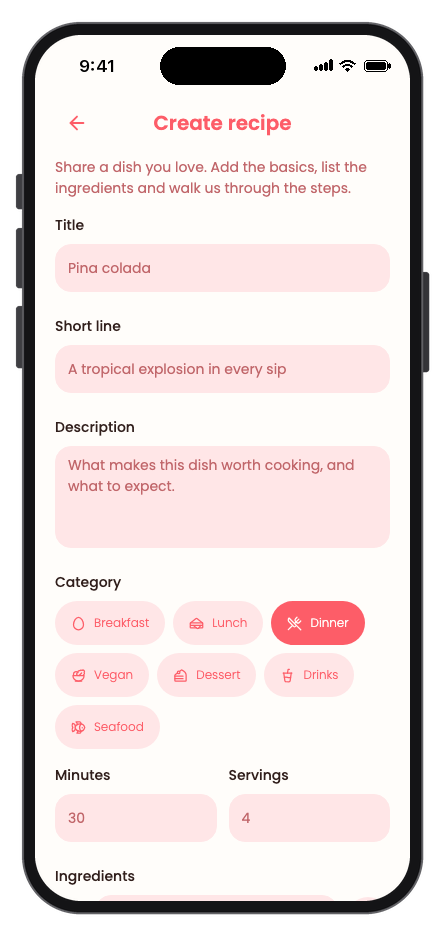 DishDash mobile app template screenshot 2