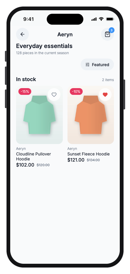 Vestra — Fashion Store mobile app template screenshot 2