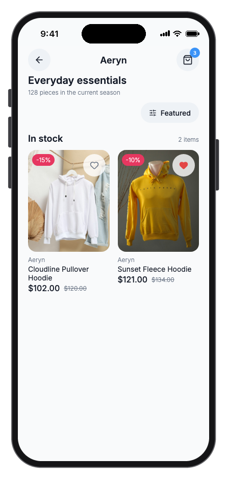 Vestra — Fashion Store mobile app template screenshot 2