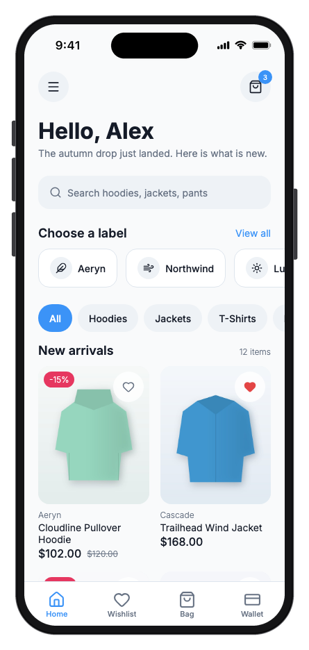 Vestra — Fashion Store mobile app template preview