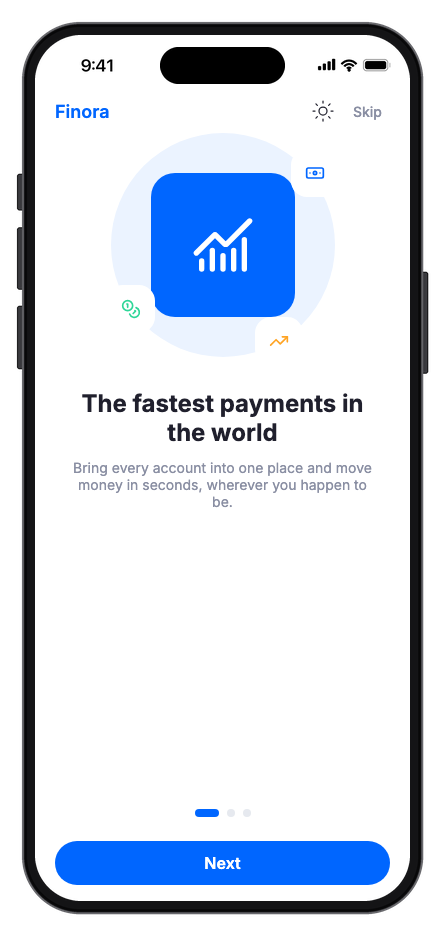 Finora mobile app template screenshot 3