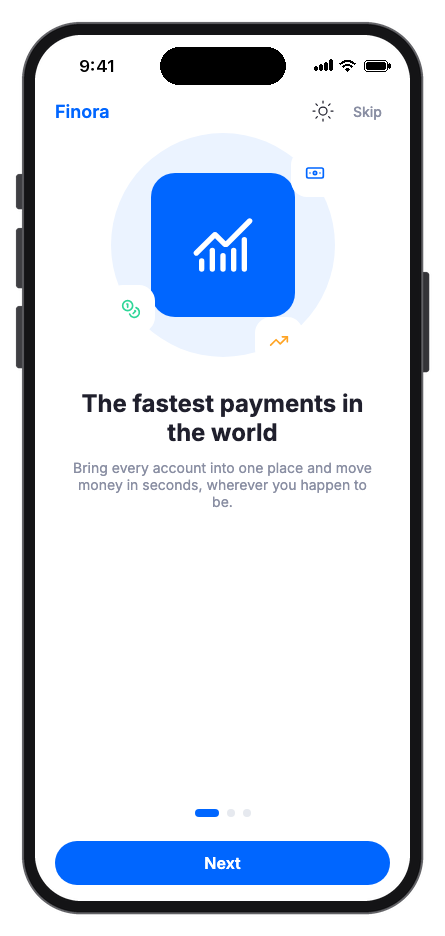 Finora mobile app template screenshot 3