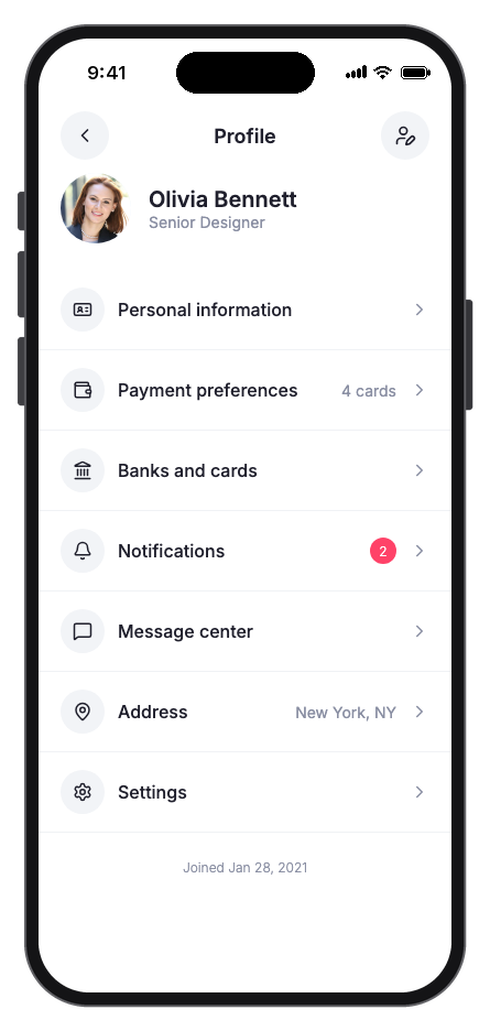 Finora mobile app template screenshot 4