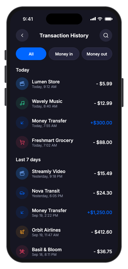 Finora mobile app template screenshot 9