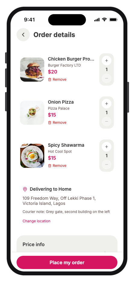 Food Couriers mobile app template screenshot 2
