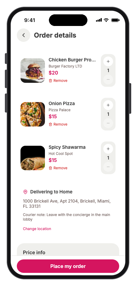 Food Couriers mobile app template screenshot 2
