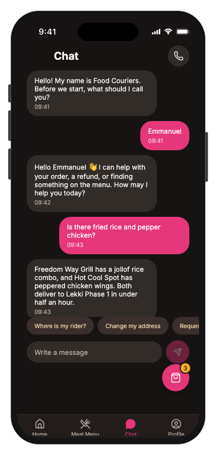 Food Couriers mobile app template screenshot 3