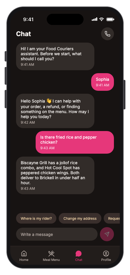 Food Couriers mobile app template screenshot 3