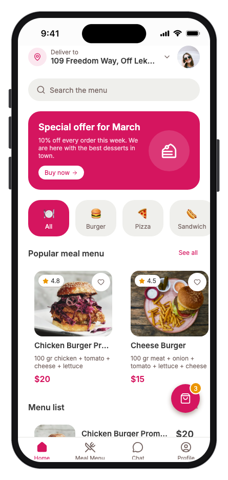 Food Couriers mobile app template preview