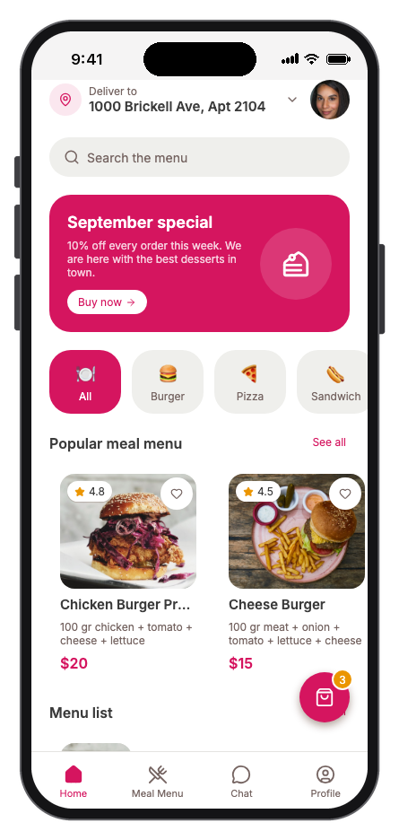 Food Couriers mobile app template preview