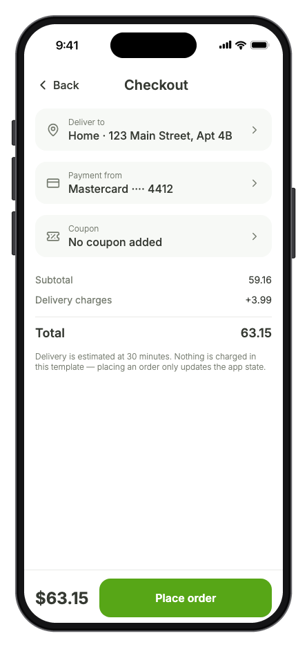 Forkly — Food Delivery mobile app template screenshot 4
