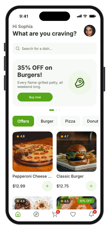 Forkly — Food Delivery mobile app template preview