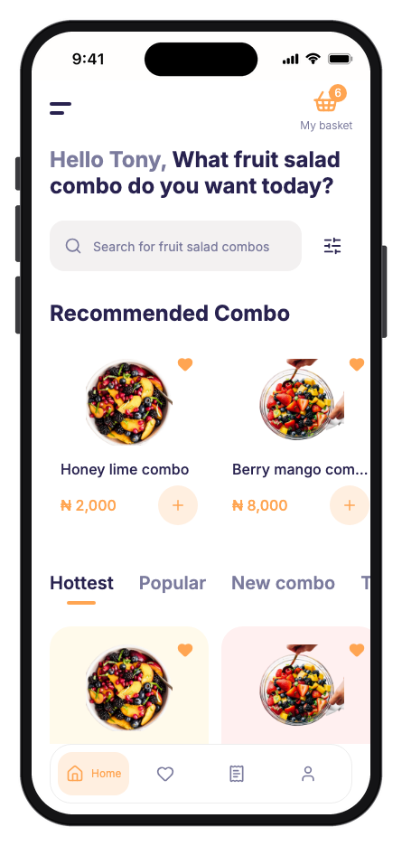 Freshbowl mobile app template preview