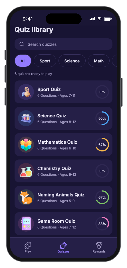 FunQuiz mobile app template screenshot 2