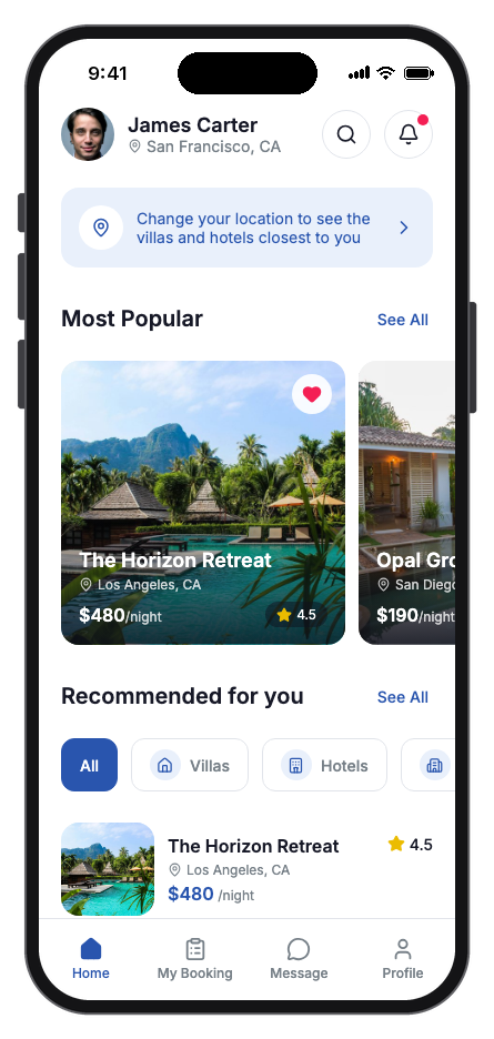 Grand Stay mobile app template preview