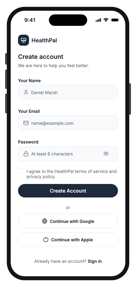 HealthPal mobile app template screenshot 10