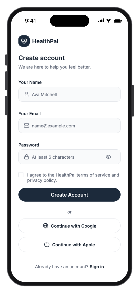 HealthPal mobile app template screenshot 10