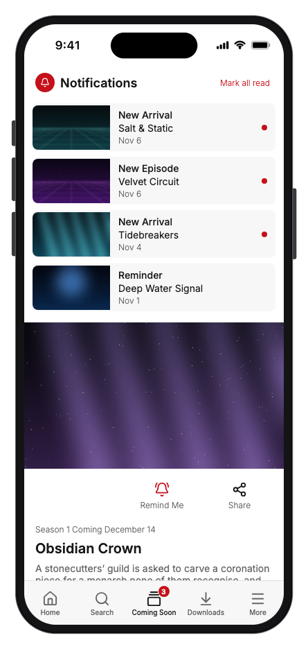 Kinora mobile app template screenshot 3