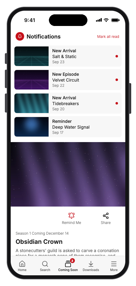 Kinora mobile app template screenshot 3