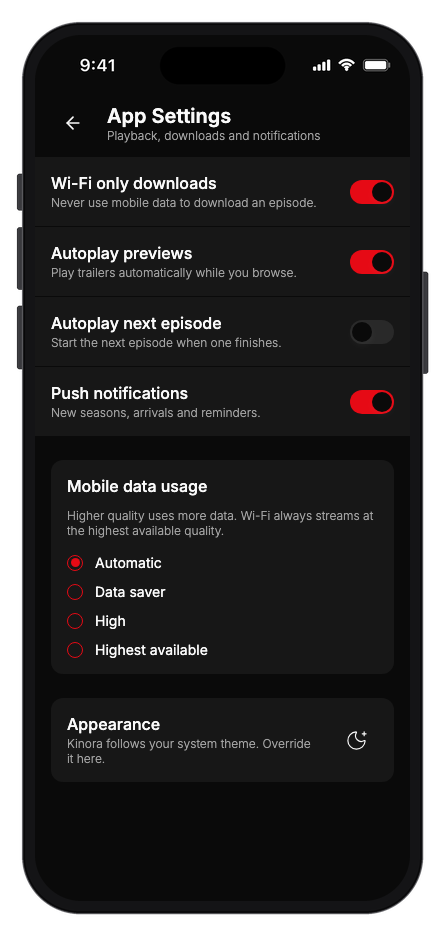 Kinora mobile app template screenshot 8