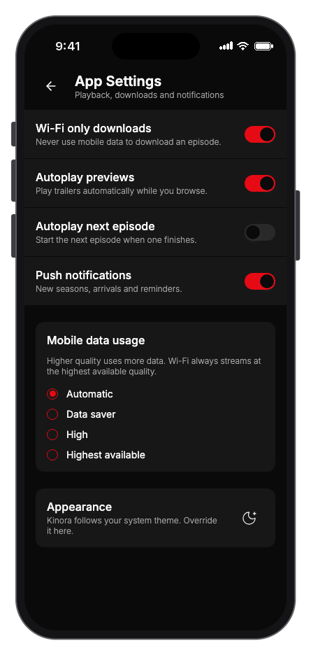 Kinora mobile app template screenshot 8