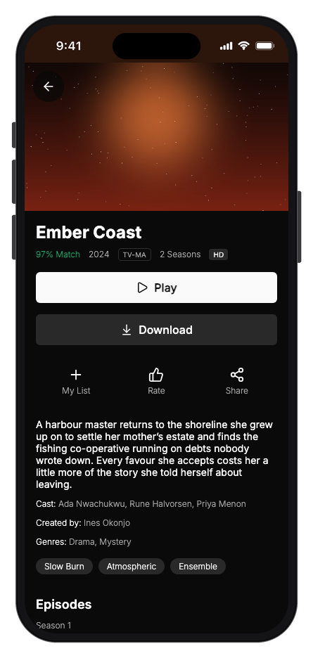 Kinora mobile app template screenshot 9