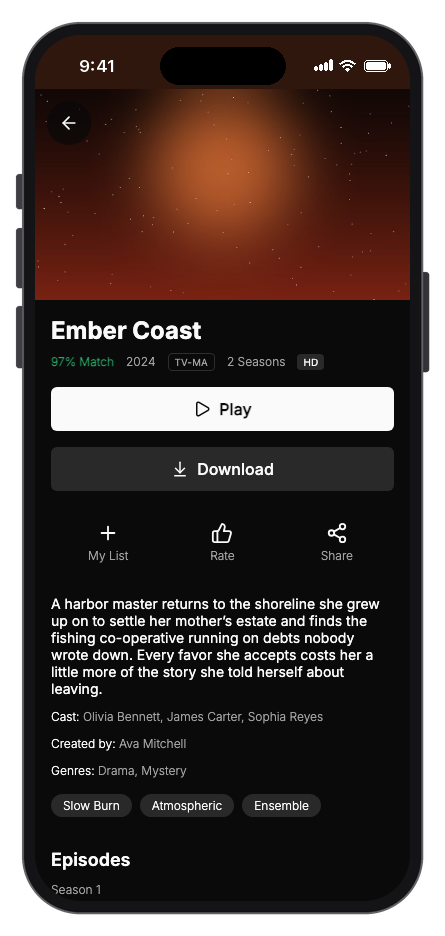 Kinora mobile app template screenshot 9