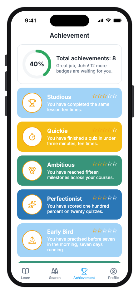 Lingura mobile app template screenshot 2