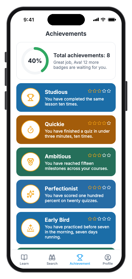 Lingura mobile app template screenshot 2