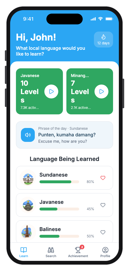 Lingura mobile app template preview