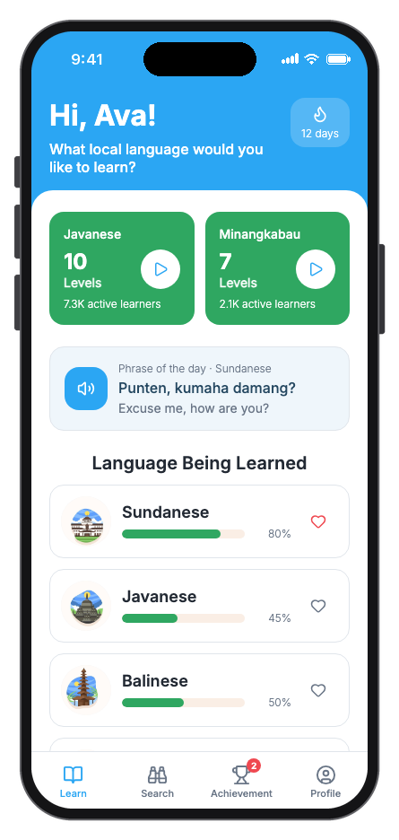 Lingura mobile app template preview