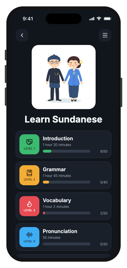 Lingura mobile app template screenshot 4