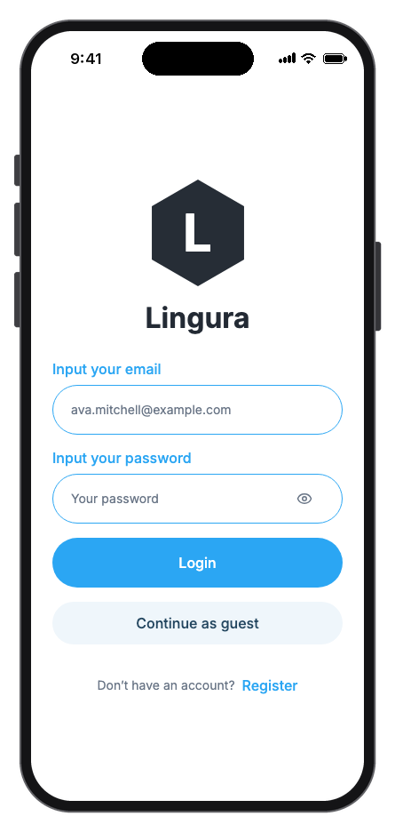 Lingura mobile app template screenshot 5