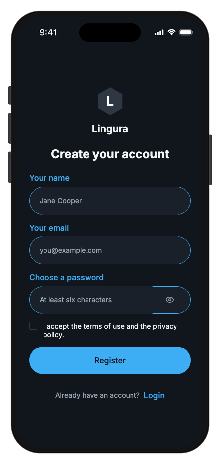 Lingura mobile app template screenshot 8