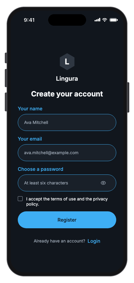 Lingura mobile app template screenshot 8