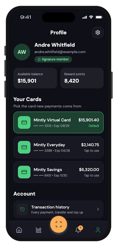 Mintly mobile app template screenshot 3